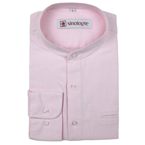 Chemise col mao en coton oxford