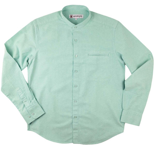 Chemise col mao en coton oxford