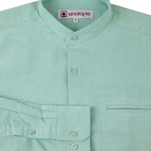 Chemise col mao en coton oxford