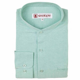Chemise col mao en coton oxford