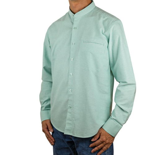 Chemise col mao en coton oxford