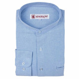 Oxford shirt with buttoned mandarin collar