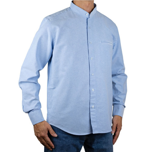 Chemise col mao en coton oxford