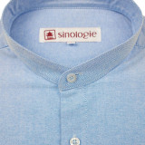 Chemise col mao en coton oxford