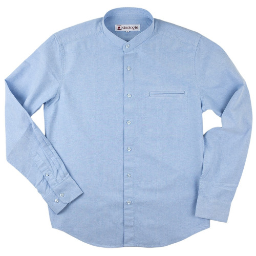 Chemise col mao en coton oxford