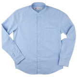Oxford shirt with buttoned mandarin collar