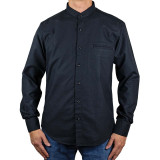 Oxford shirt with buttoned mandarin collar