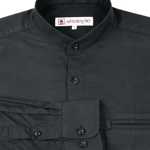 Chemise col mao en coton oxford