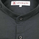 Oxford shirt with buttoned mandarin collar