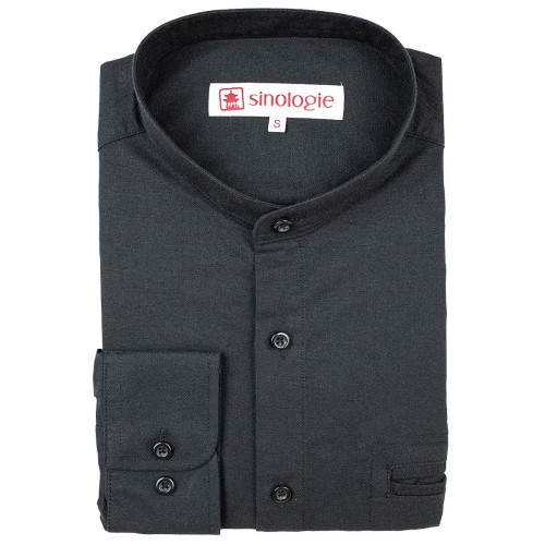 Chemise col mao en coton oxford