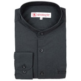Oxford shirt with buttoned mandarin collar