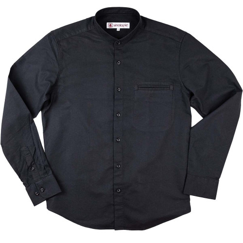 Chemise col mao en coton oxford